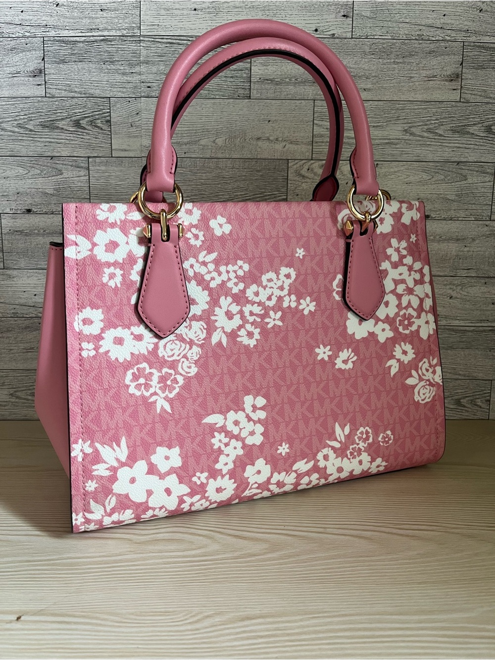 Michael Kors Carnation/Pink Medium Marilyn Satchel - Picture 5 of 11